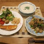 サーモンムニエル＆ステーキチャーハンの晩ご飯　と　咲いた～咲いた～♪