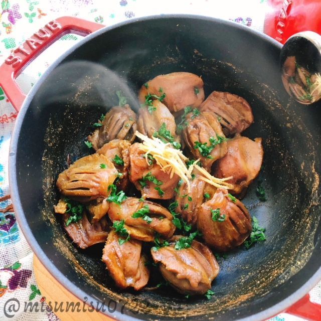 煮るだけ簡単！砂肝のカレー煮