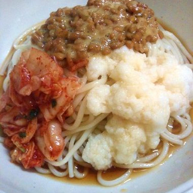 「納豆キムチとろろぶっかけうどん」を作ってみた！