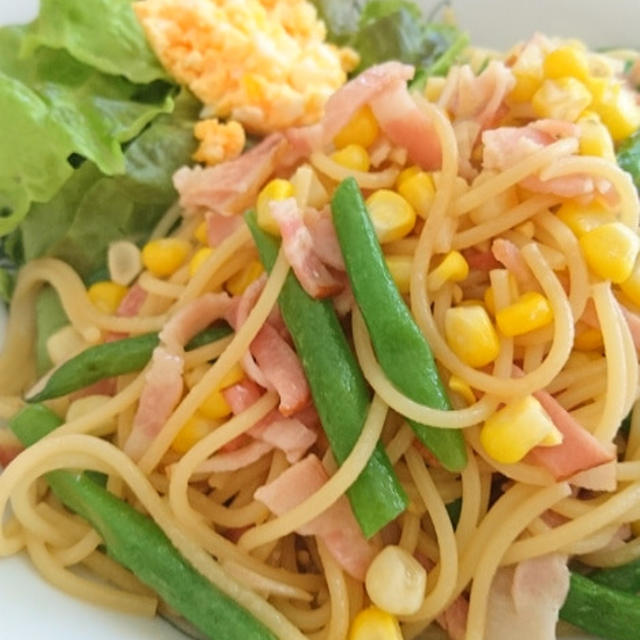 とうもろこしといんげんのパスタ