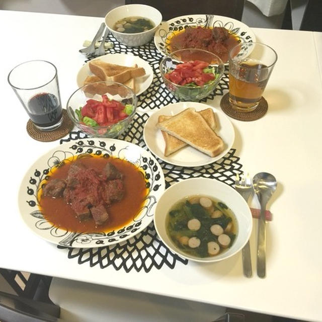 引越し前最後のおうちごはん。ストウブで牛肉のトマト煮込み