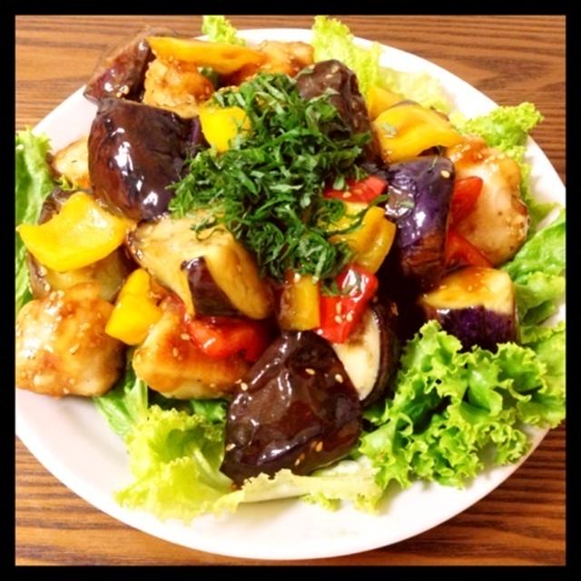 鶏胸肉とナスの甘酢炒め。