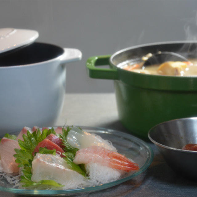 ストウブで「豚汁」とお刺身の和食ごはん