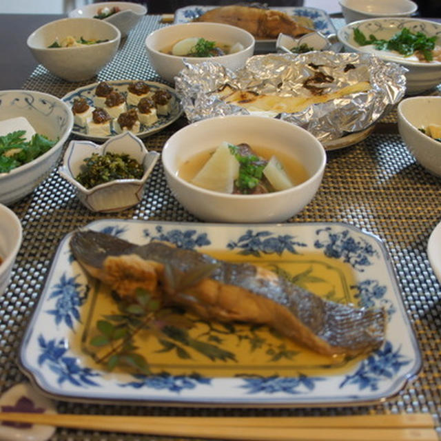 自家製野菜の夕食  つくれぽ２品