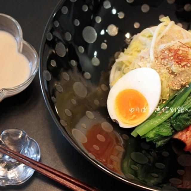 たっぷりの春キャベツで楽しむ豆乳冷製麺～つけて良しかけて良しのコングクス。
