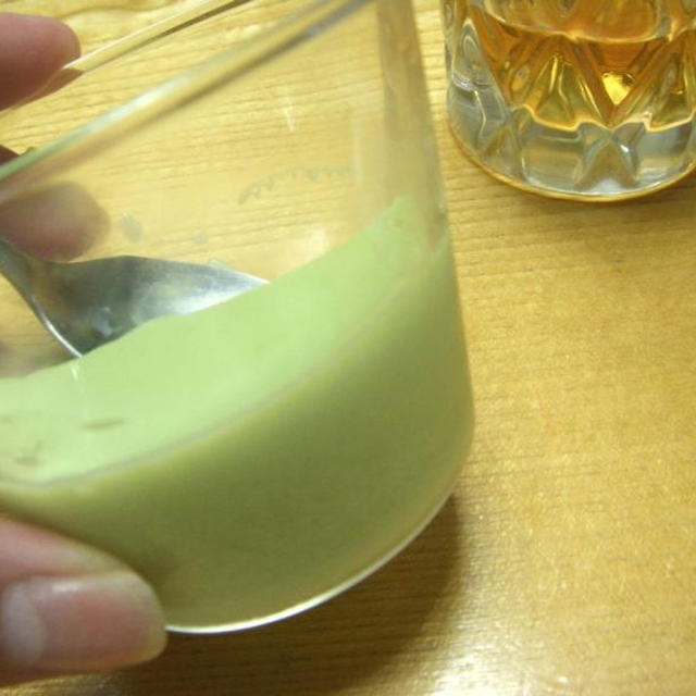 粉寒天で抹茶プリン。