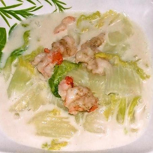 エビと白菜の塩煮＆小松菜とソーセージの炒め物