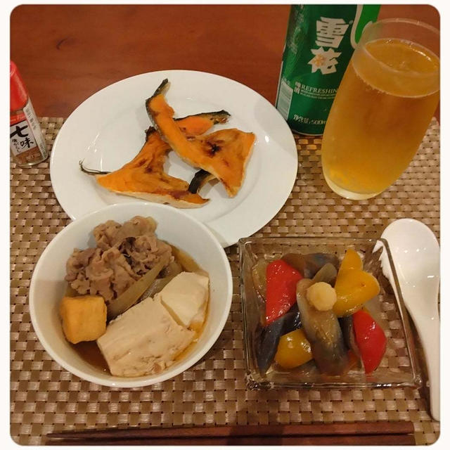 鮭カマと肉豆腐で和食な晩酌☆