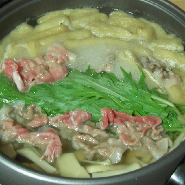 豚肉と水菜のショウガ鍋