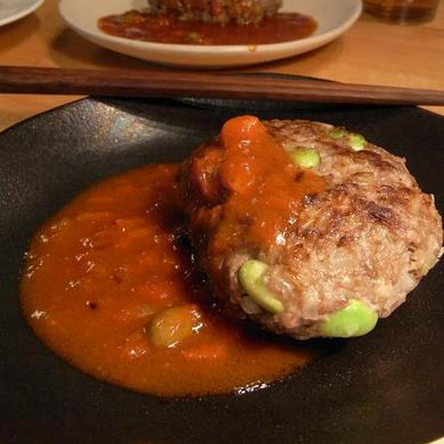絶品トマトソースで食べる、枝豆ハンバーグ｜パパ・ブランディング講座