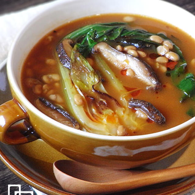 毎日食べたい☆青梗菜の納豆スープ