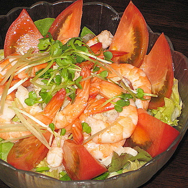 ホタテ缶と大根と海老のサラダ