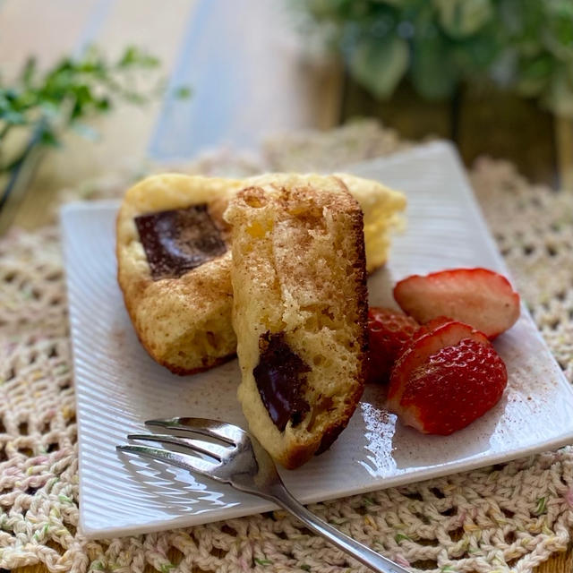 焼き立てを食べてね～♪チョコＩＮ厚焼きパンケーキ