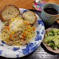 ウインナーと野菜のミルクパスタ