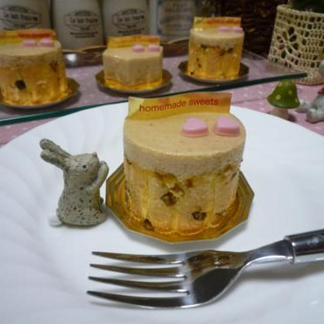 バナナ&抹茶ババロアケーキ作りました！