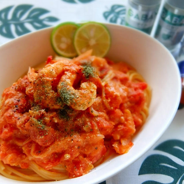 蟹と海老のトマトクリームパスタ　～イタリア～