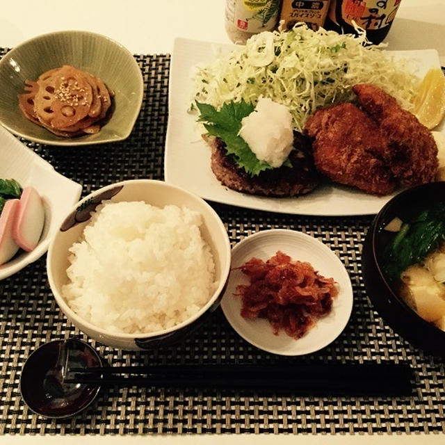 和風ハンバーグ＆サーモンフライとか