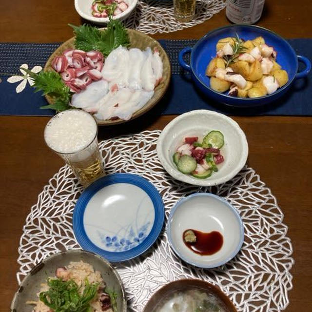 たこ飯などたこ三昧の夕食