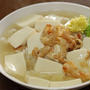 貝ひもスープで「和風豆腐丼」