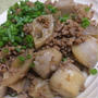 レンコンと里芋とひき肉の煮物