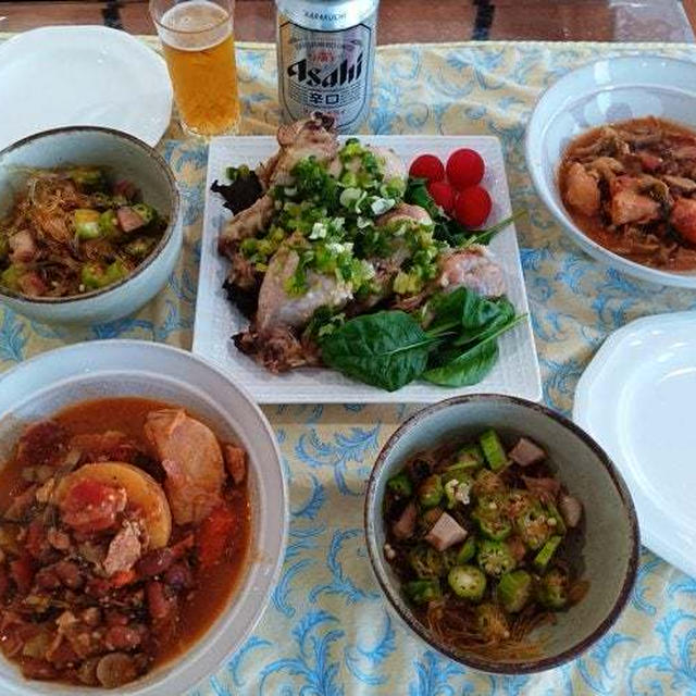 セールの韓国生冷麵 ～ 炊飯器で鶏ドラムスティック蒸し煮
