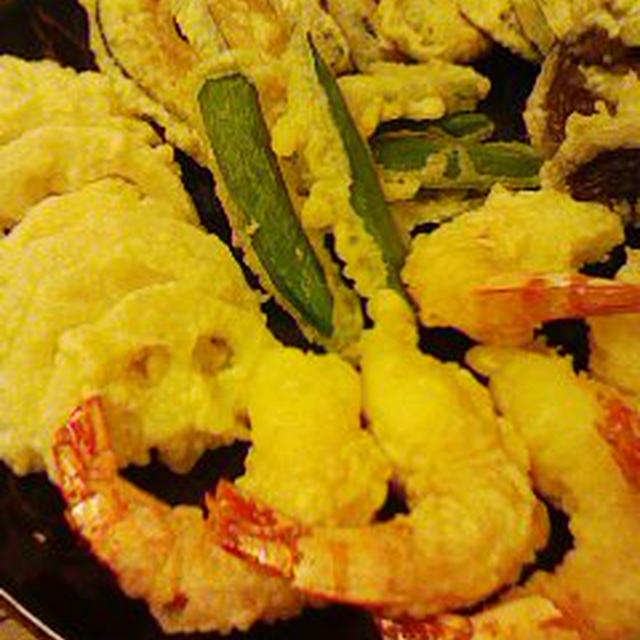 ●季節外れの冷やし素麺と天ぷらの夕食