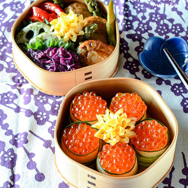 12/16 カッパ軍艦と帆立とアスパラのオイスターソース炒めの花金弁当