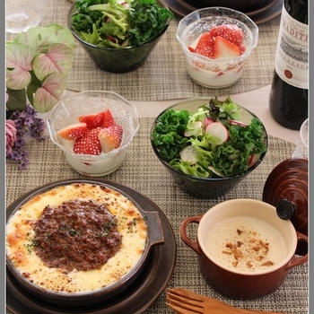 ミートカレードリア、じゃが芋のポタージュ♪