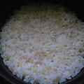 湯立てで白米（１０２７）。。。長野県　コシヒカリ　安曇野松川村産　特別栽培米　鈴虫の里・白米（あいざわ米店）と茨城県産うまかっぺコシヒカリ玄米・新米（あいざわ米店）