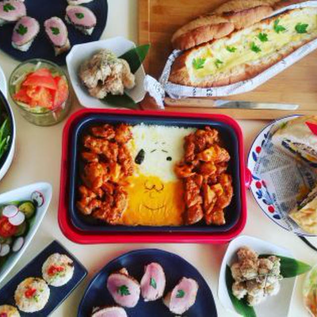 早くこんな食卓みんなで食べれるといいなぁ♪スヌーピーお祝いご飯☆