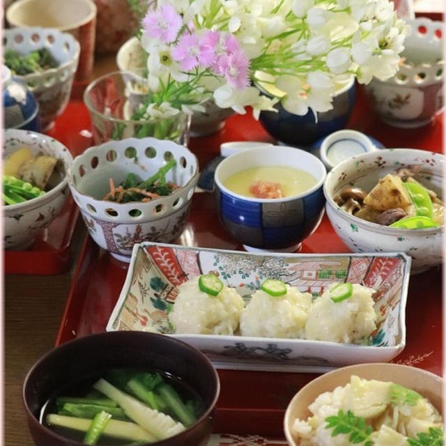 【レシピ・リンク】いかしゅうまい。と　たけのこご飯の　献立。と　たけのこ今昔。
