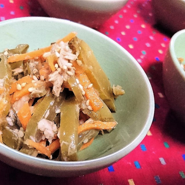 【レシピ】ヘルシー食材で！茎ワカメのツナ醤油和え～簡単★ちょこっとおかず★作り置き★ツナ醤油５～