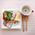 ■マッシュルームの塩麹ポタージュとローストポークの朝ごはんとサロン・デュ・ショコラ