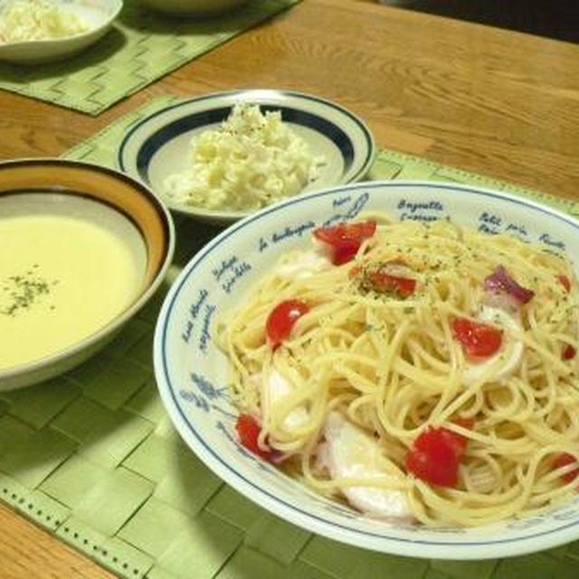 冷製パスタと、餃子鍋と、ぷるぷる梅酒ゼリー