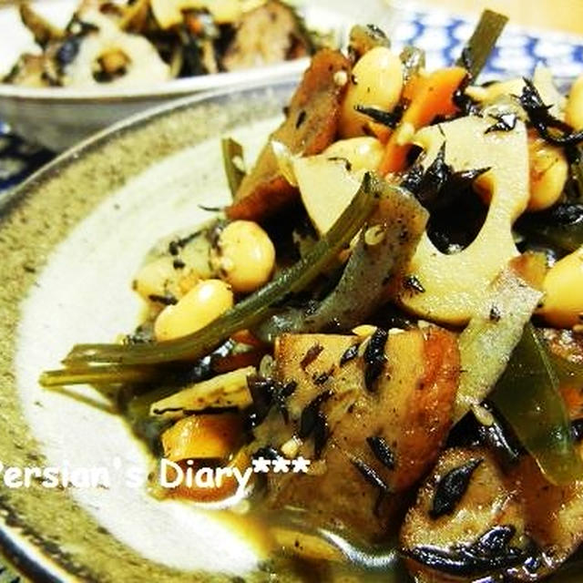 ひじきと大豆、昆布の炒り煮♪～つくれぽ