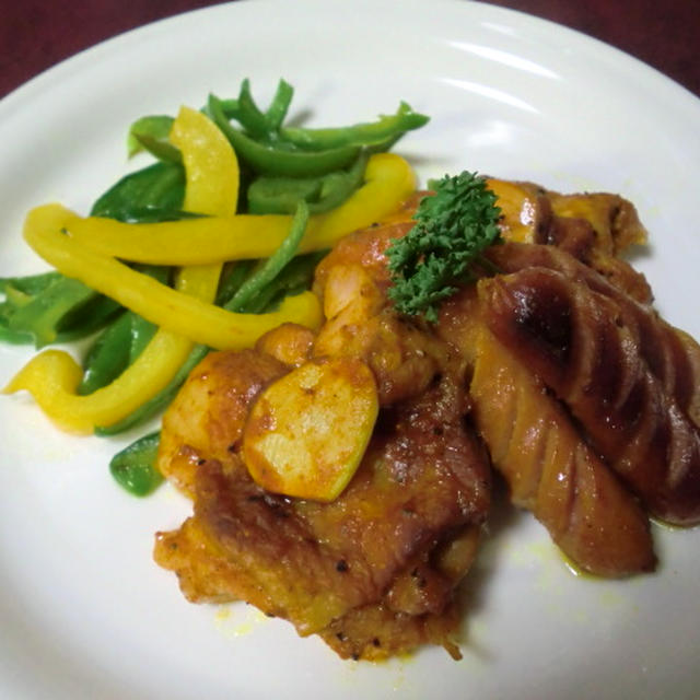 鶏肉とソーセージのスパイス焼き＆豆腐のイタリアンサラダ