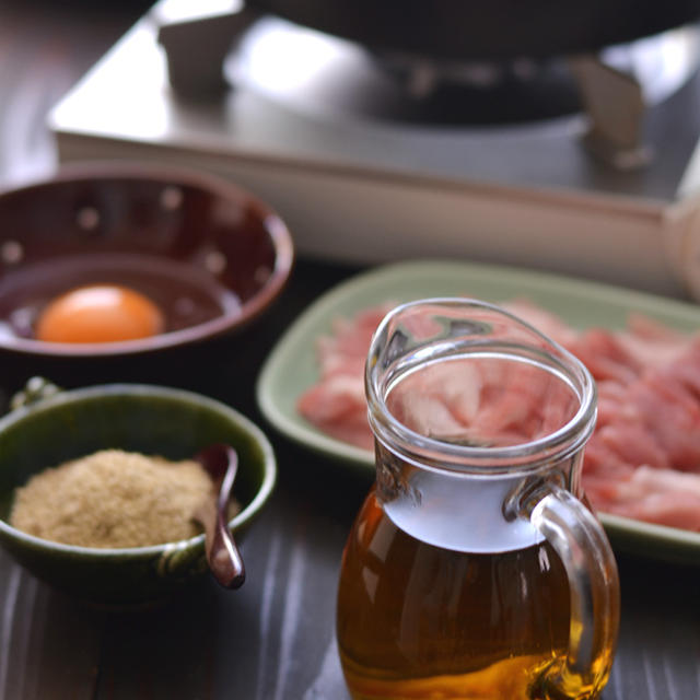豚肉ごま塩すき焼き。*かどや製油