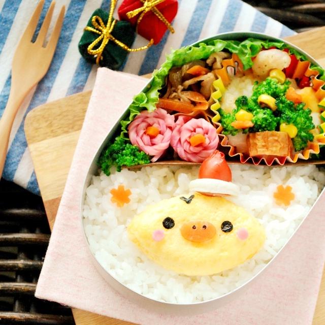 クリスマスキャラ弁☆キイロイトリのサンタクロース