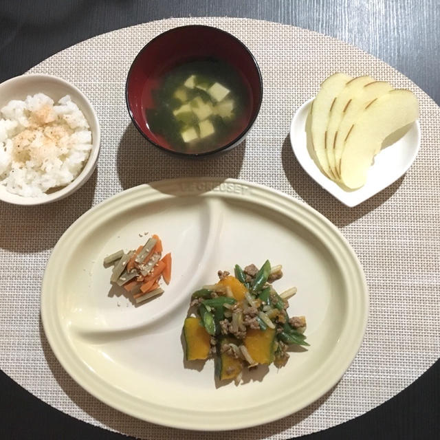 【幼児食】牛挽肉とかぼちゃの味噌炒め