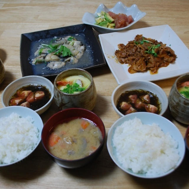 昨夜は牡蠣のみぞれ煮や茶碗蒸しなど～！