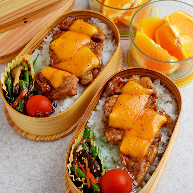 【今日のおべんと】チーズのせポークステーキ弁当