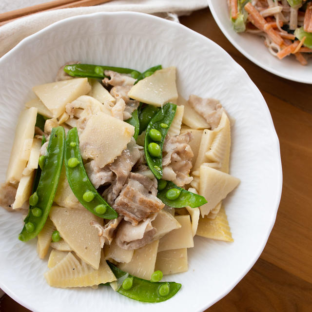 あっさり塩だれで！たけのこと豚肉のうま塩生姜炒め。