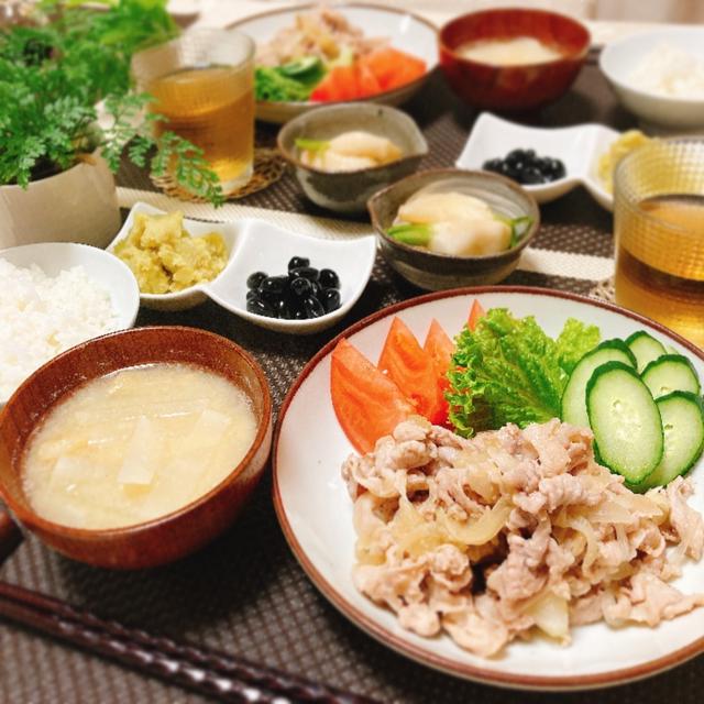 生姜焼きの夕ご飯
