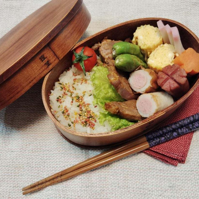 ひまわり堂さんのお弁当箱でトンテキ弁当【元気が出る弁当】