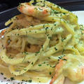 海老とツナのたっぷりピーマンクリームソース・パスタ