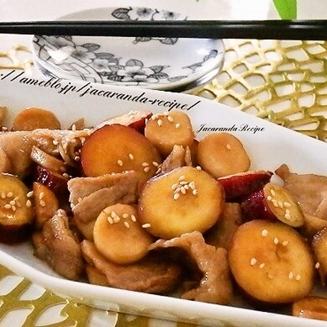 秋の腸活に♪【さつまいもとエリンギと豚肉の甘辛炒め】
