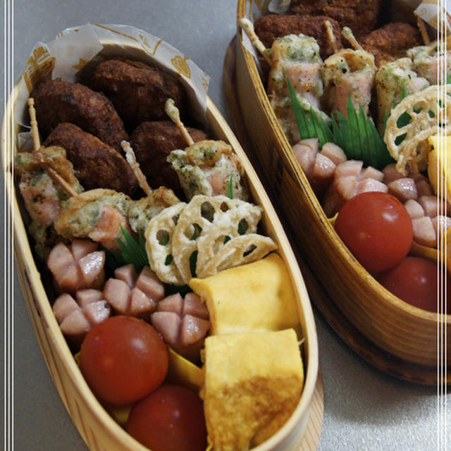 鶏団子揚げと磯部揚げ弁当
