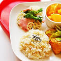 【姫ごはん☆】鶏肉とキャベツのバターオイスター炒めと 菜の花とレンコンのサラダのレシピ☆