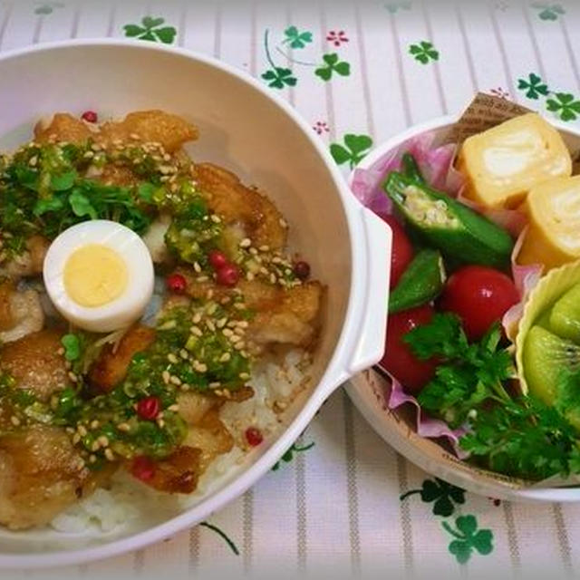 鶏のネギ塩ダレ丼♪