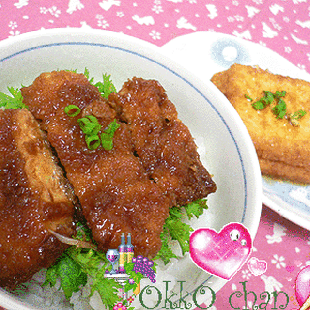 １００円 ジャンボチキンカツの 残りで変身 ソースカツ丼